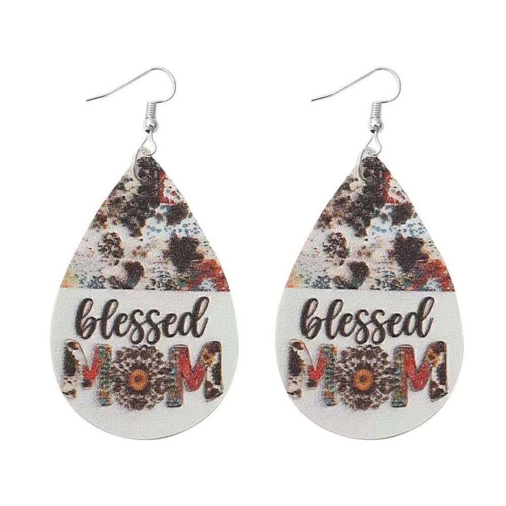 Blessed Mom Teardrop Earrings Mothers Day